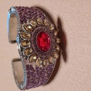 Costumes jewelry faux diamond and Ruby cuff bracelet
